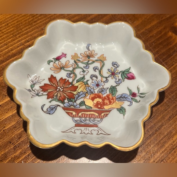 Vintage Vista Alegre Portugal Mottahedeh Trinket Dish Floral Bouquet Art Nouveau - Picture 6 of 12